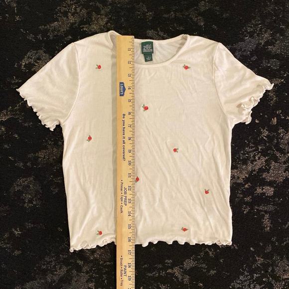 Wild Fable Women's Short Sleeve Crop Top Embroidered Rose White Size Small USED - Picture 4 of 7